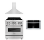 ZLINE 30 in. Kitchen Package with Stainless Steel Dual Fuel Range, Convertible Vent Range Hood and Microwave Drawer (3KP-RARH30-MW)