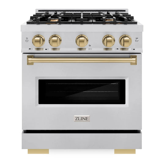 cu. ft. Classic Dual Fuel Range with 6 Burner Gas Cooktop and Electric Convection Oven in Stainless Steel with Champagne Bronze Accents (CDRZ-36-CB)
